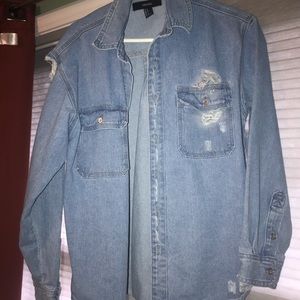 Forever 21 Ripped Jean Jacket